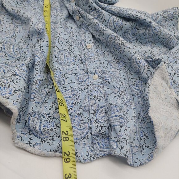 Chaps Womens Shirt Size 1X Blue Paisley 3/4 Sleeve - Picture 6 of 8
